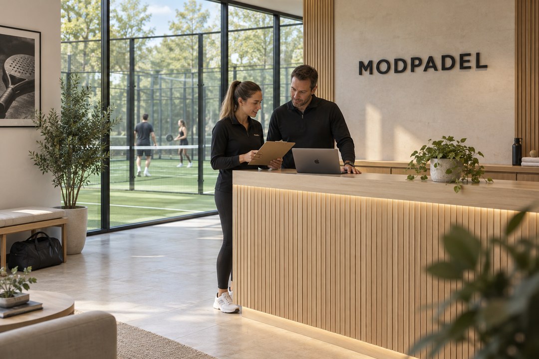 Illustration of a ModPadel club team planning everyday operations